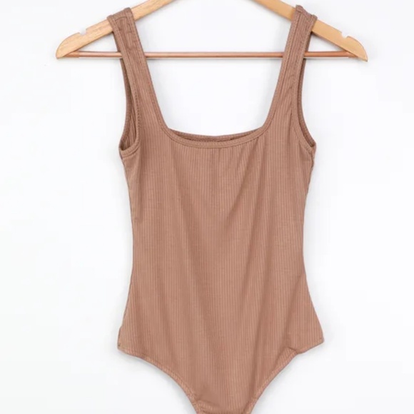 Lulus Basics Alita Tan Ribbed Sleeveless Bodysuit Beige - Size XS - Picture 7 of 7